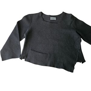 OSKA Oversized Asymmetric Artsy Black Cropped Wool Sweater Pullover Jenby Size M